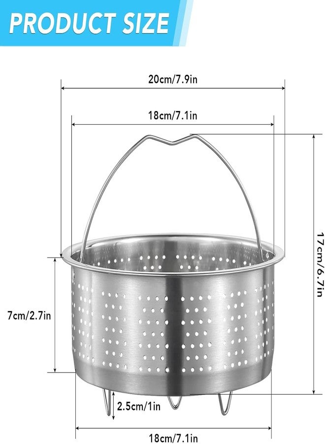 SAMEZONE Stainless Steel Steamer Basket with Handle & Raised Legs - Multi-Purpose Food Steaming Basket for Instant Pot, Vegetables, Dumplings, Seafood & Fruits - Image 2